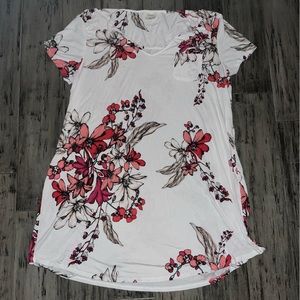 Soma Sleep Shirt Red and White Floral Size XL